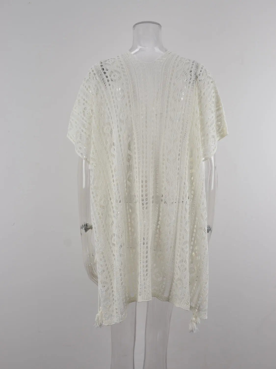 Cutout V-Neck Cover-Up with Tassel Trendsi