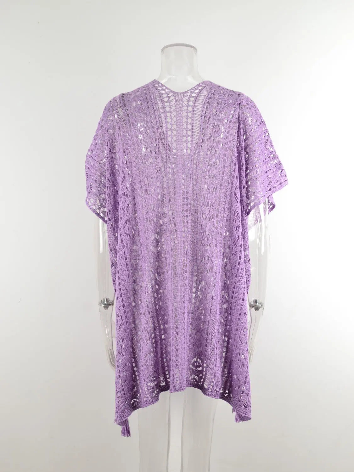 Cutout V-Neck Cover-Up with Tassel Trendsi