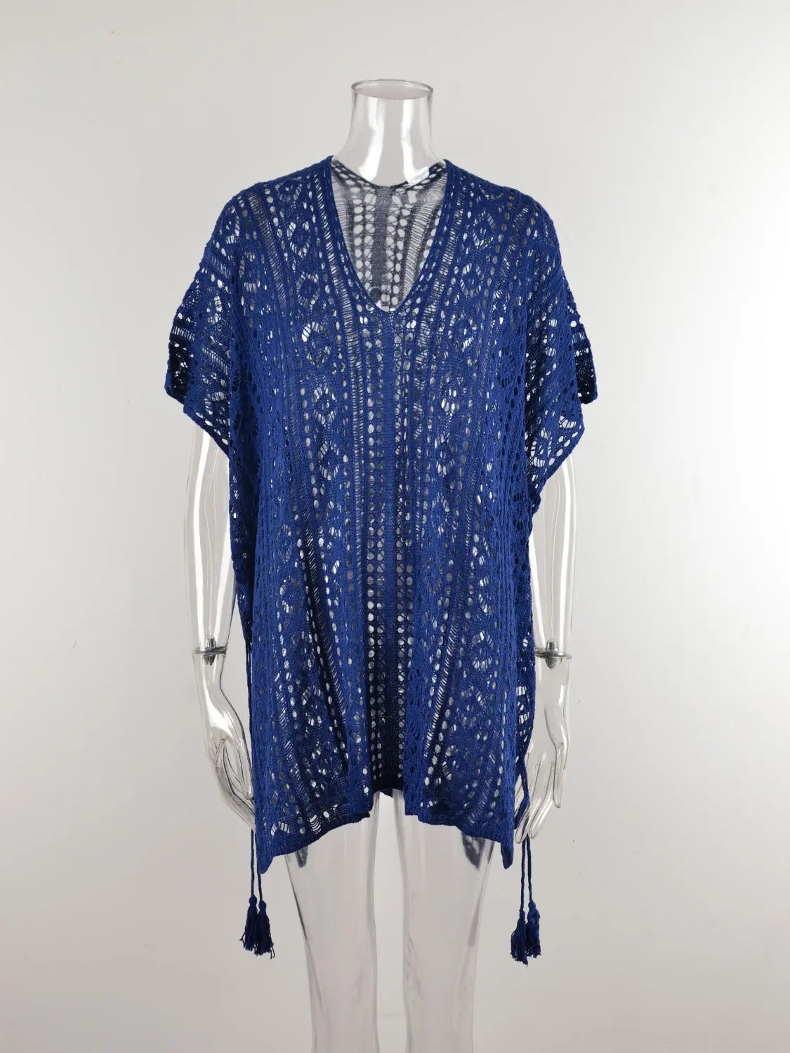 Cutout V-Neck Cover-Up with Tassel Trendsi