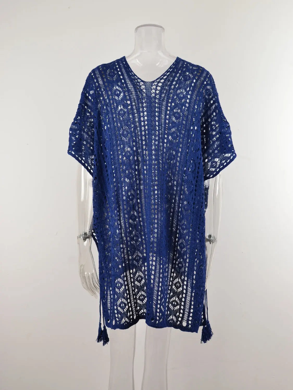 Cutout V-Neck Cover-Up with Tassel Trendsi