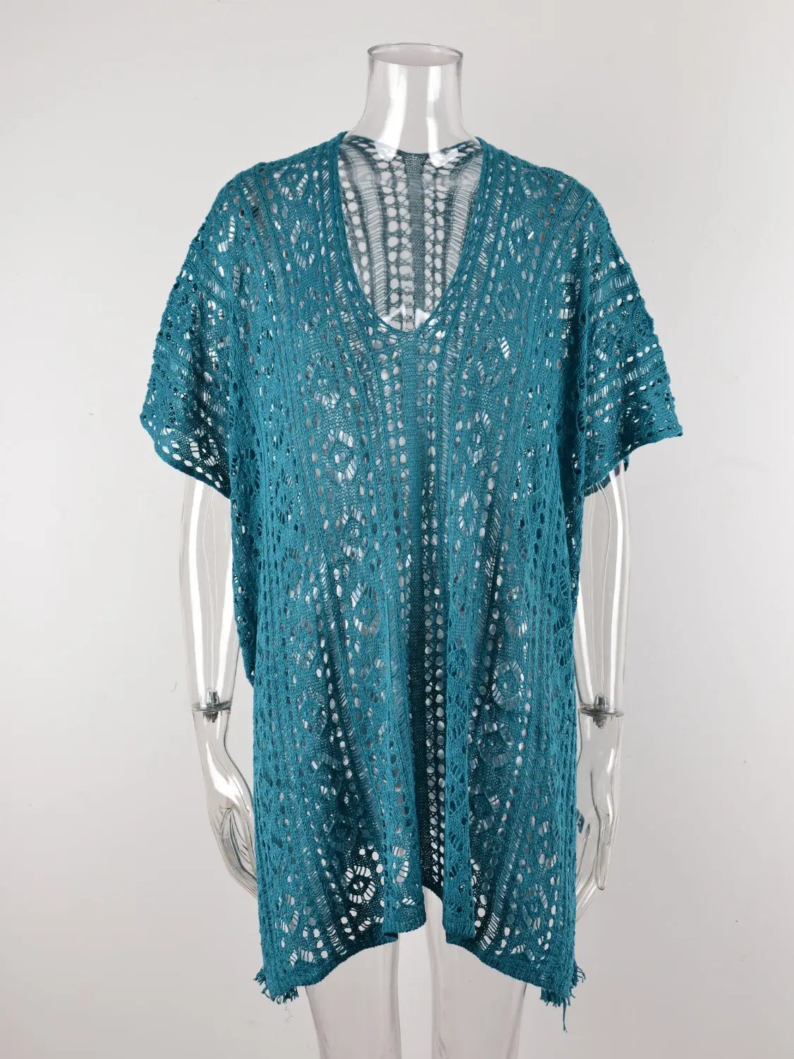 Cutout V-Neck Cover-Up with Tassel Trendsi