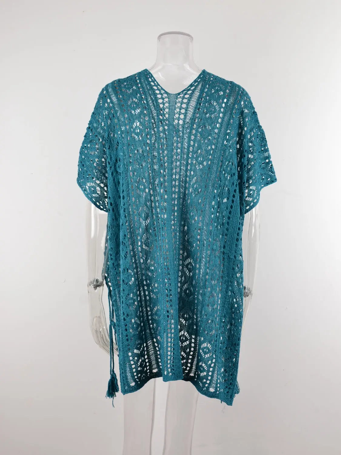 Cutout V-Neck Cover-Up with Tassel Trendsi