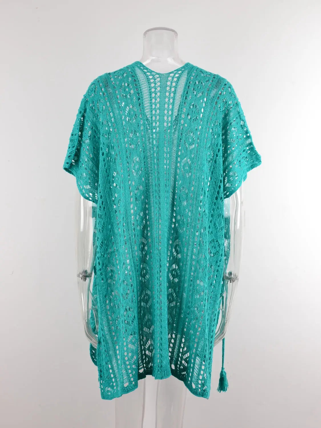 Cutout V-Neck Cover-Up with Tassel Trendsi