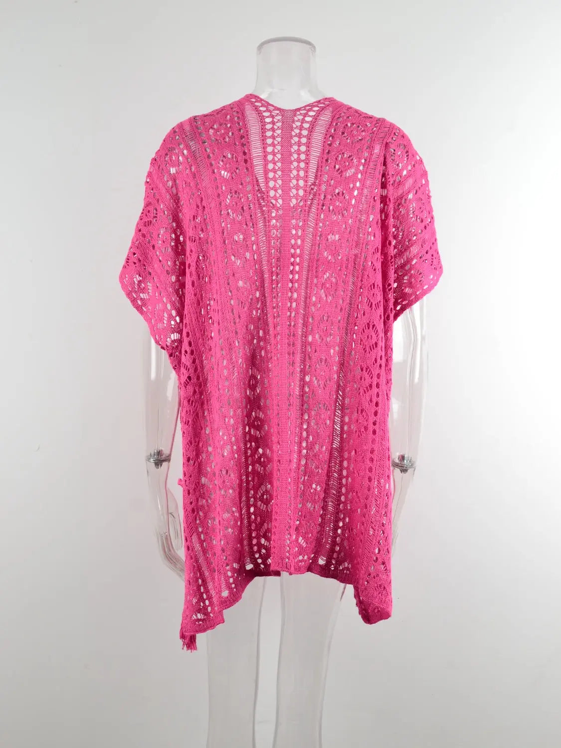 Cutout V-Neck Cover-Up with Tassel - Shuna Clothing LLC