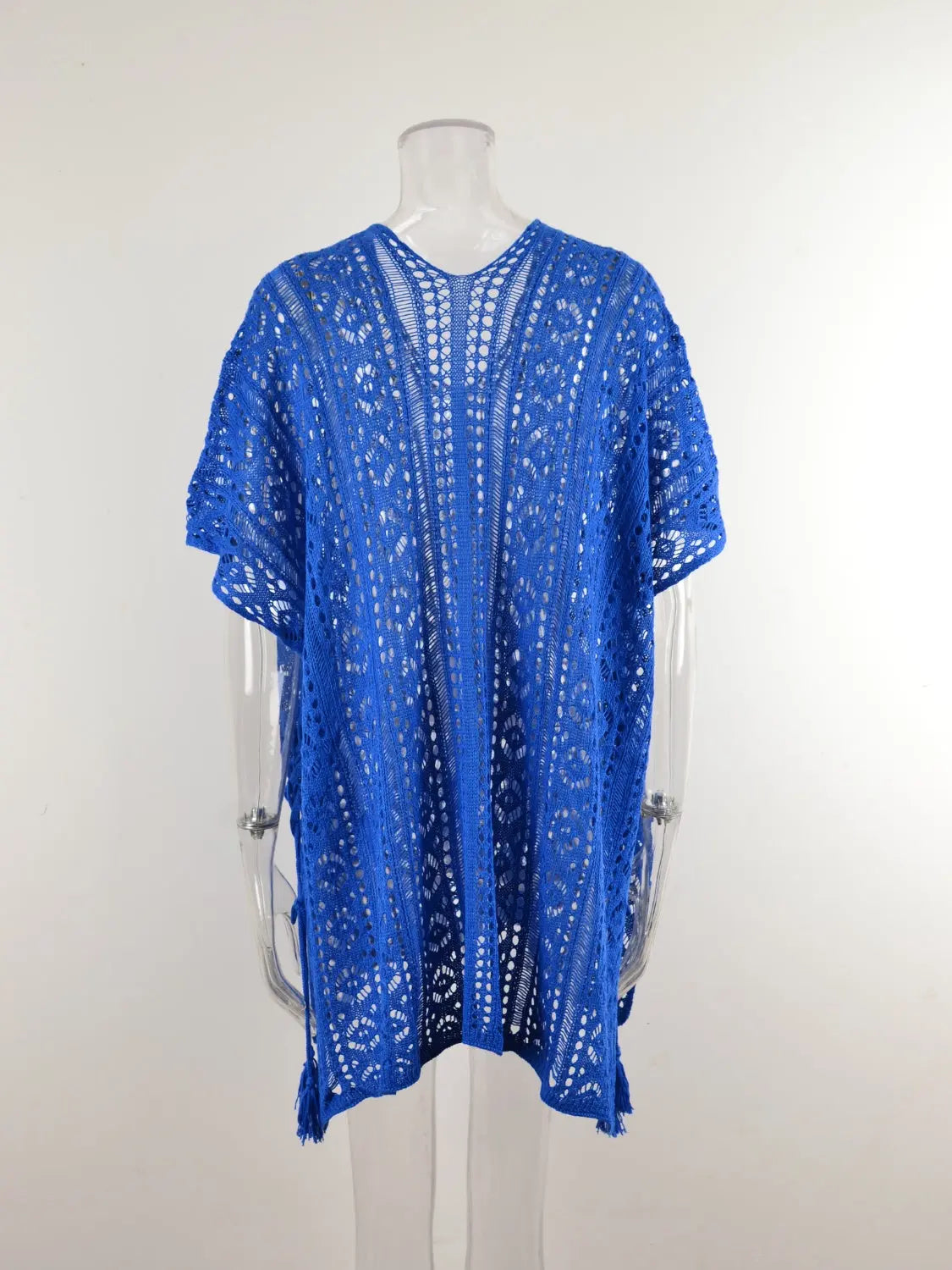 Cutout V-Neck Cover-Up with Tassel - Shuna Clothing LLC
