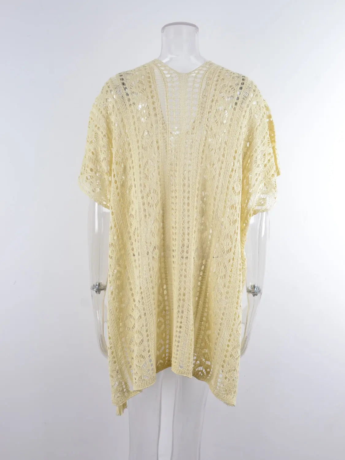 Cutout V-Neck Cover-Up with Tassel - Shuna Clothing LLC