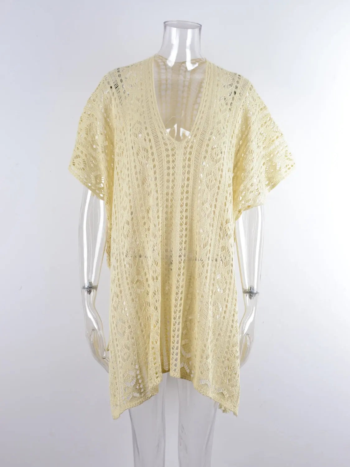 Cutout V-Neck Cover-Up with Tassel - Shuna Clothing LLC