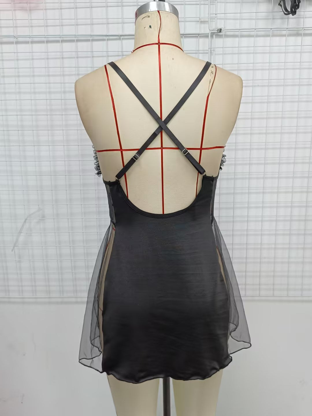 Lingerie Suspender Skirt See-through Blouse Backless