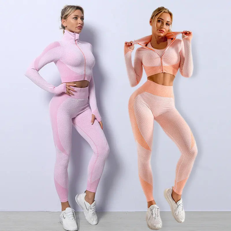 3PCS Yoga Set Seamless Sport Set Women Gym Clothing Leggings Women Crop Top Sports Bra Women Fitness Gym Set Womens Outfits Tracksuit shuna&