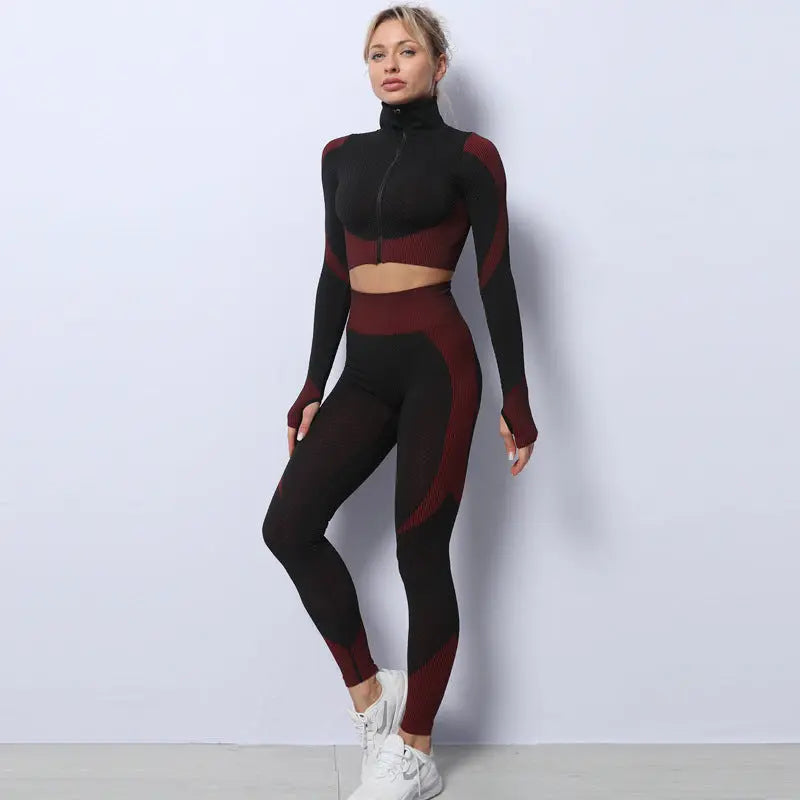 3PCS Yoga Set Seamless Sport Set Women Gym Clothing Leggings Women Crop Top Sports Bra Women Fitness Gym Set Womens Outfits Tracksuit shuna&