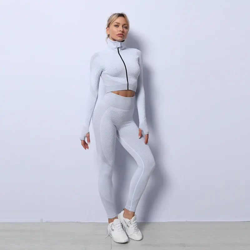 3PCS Yoga Set Seamless Sport Set Women Gym Clothing Leggings Women Crop Top Sports Bra Women Fitness Gym Set Womens Outfits Tracksuit shuna&