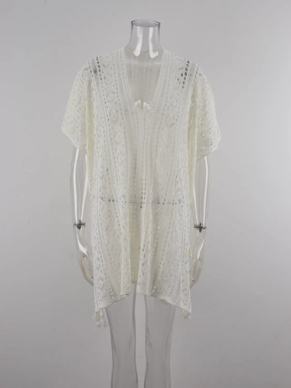 Cutout V-Neck Cover-Up with Tassel Trendsi