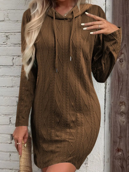 Drawstring Hooded Sweater Dress Trendsi