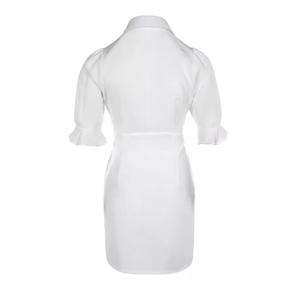 Elegant Pure Color Slimming Tight Waist Petal Sleeve Shirt A- Line Skirt shuna&