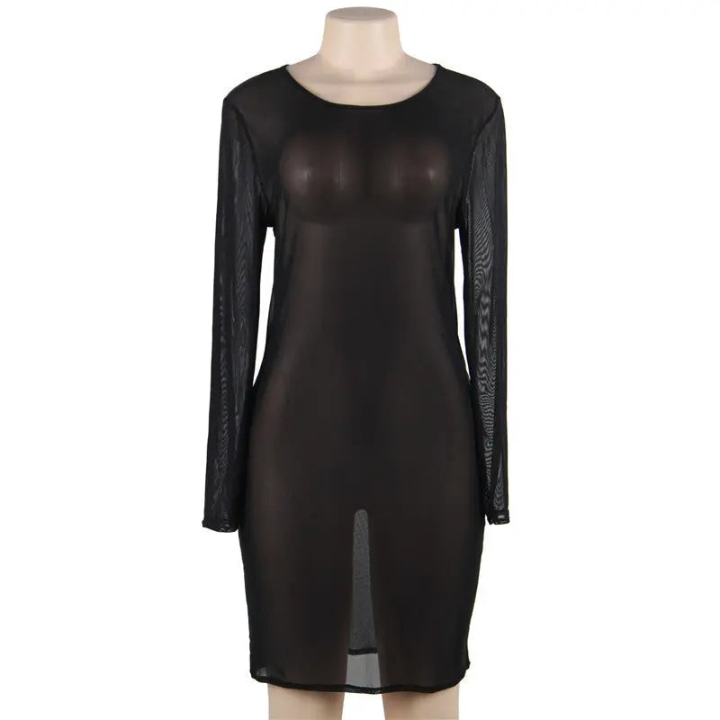 European And American Plus Size Lingerie Mesh Dress shuna&