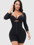 Full Size Zip Up Lace Detail Long Sleeve Shapewear Trendsi