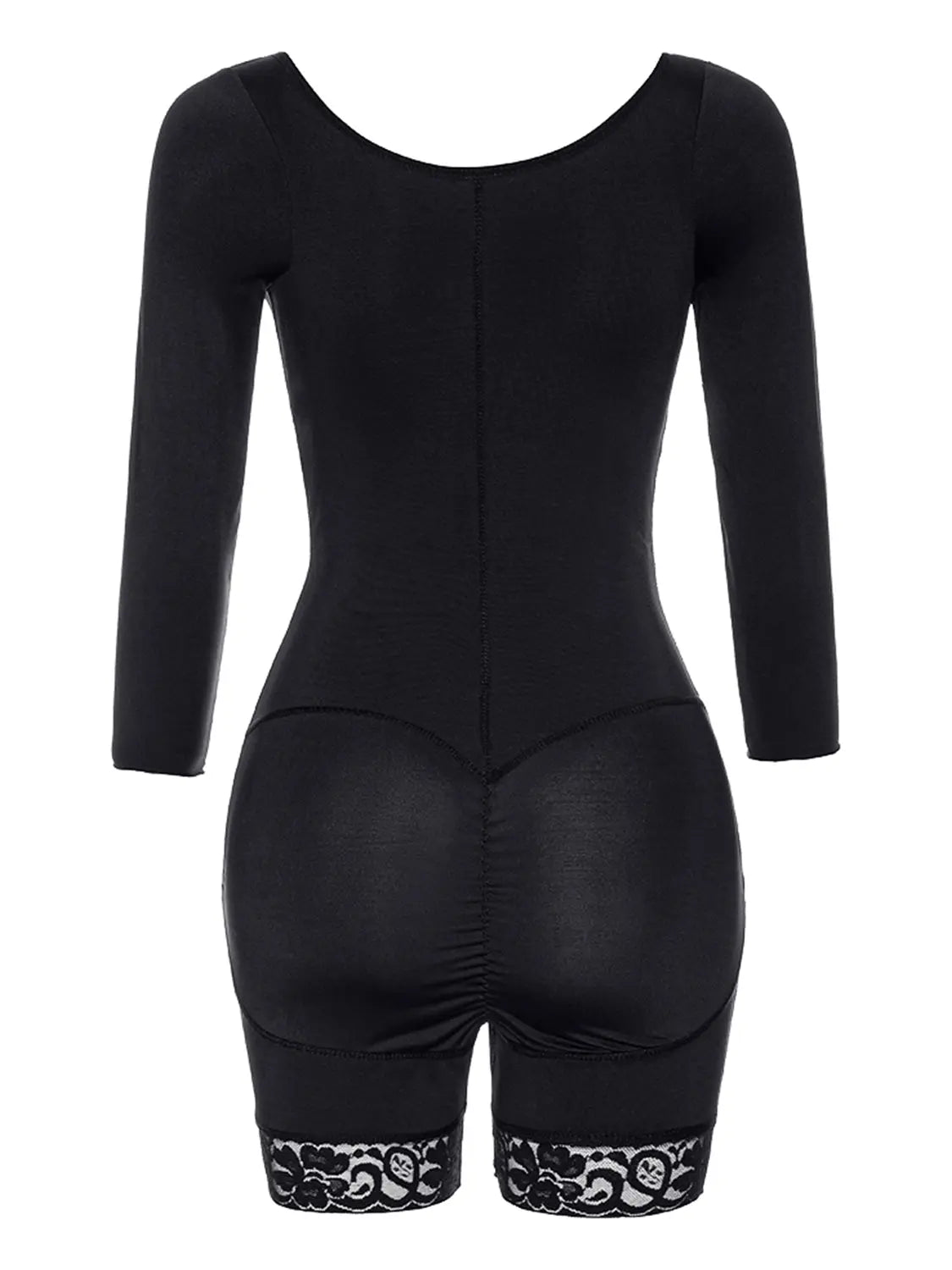 Full Size Zip Up Lace Detail Long Sleeve Shapewear Trendsi