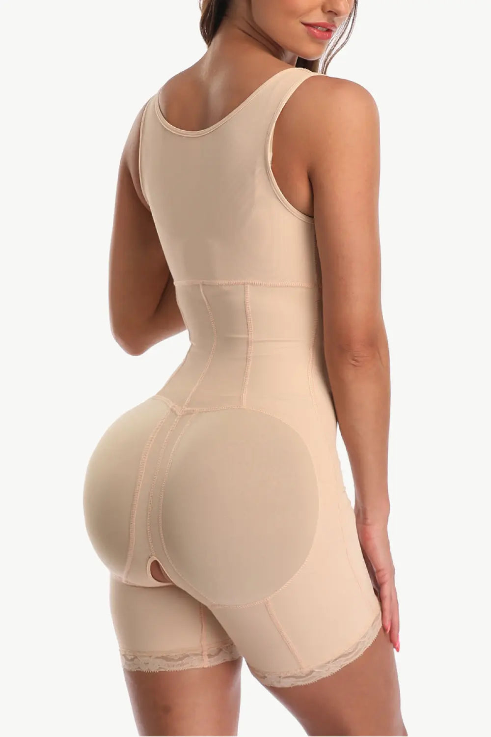 Full Size Zip-Up Lace Detail Shapewear Trendsi