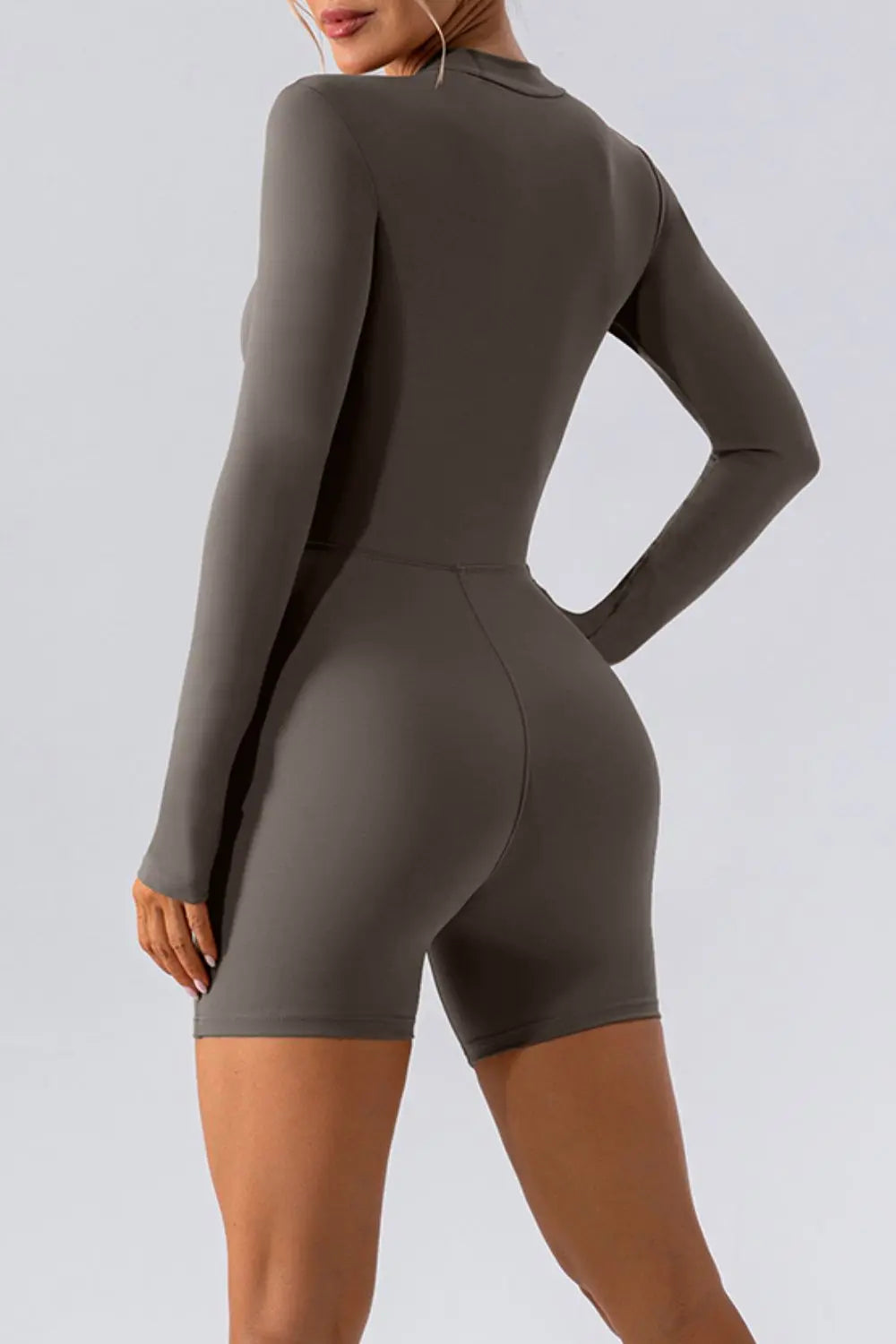 Half Zip Long Sleeve Active Romper Trendsi