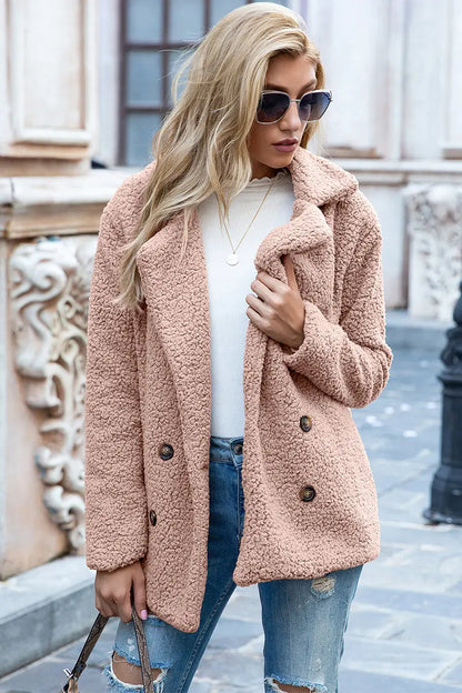 Ivy Lane Full Size Lapel Collar Sherpa Coat Trendsi