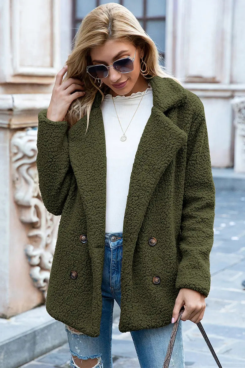 Ivy Lane Full Size Lapel Collar Sherpa Coat Trendsi