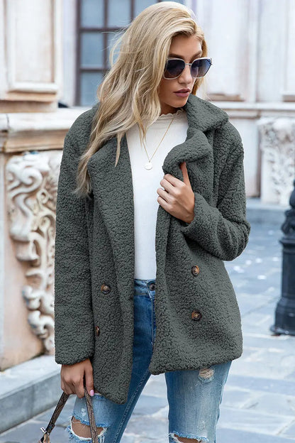 Ivy Lane Full Size Lapel Collar Sherpa Coat Trendsi