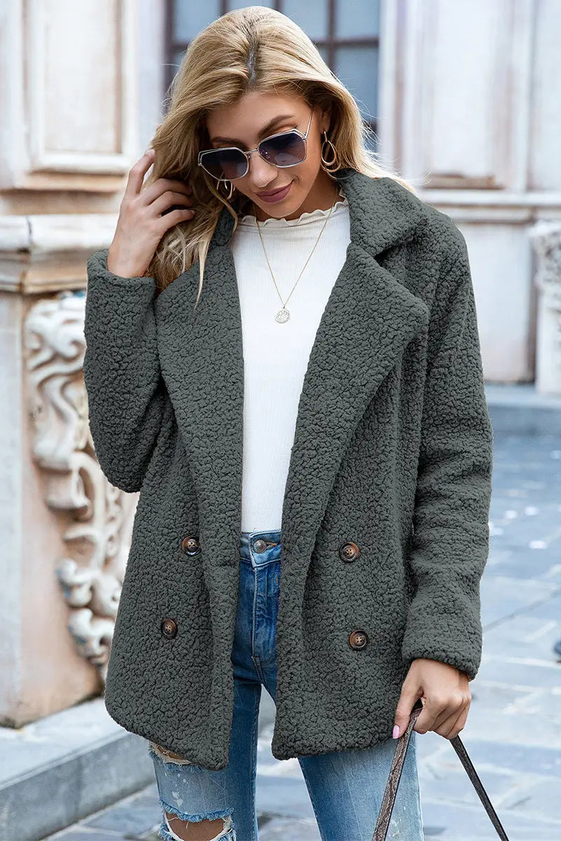 Ivy Lane Full Size Lapel Collar Sherpa Coat Trendsi