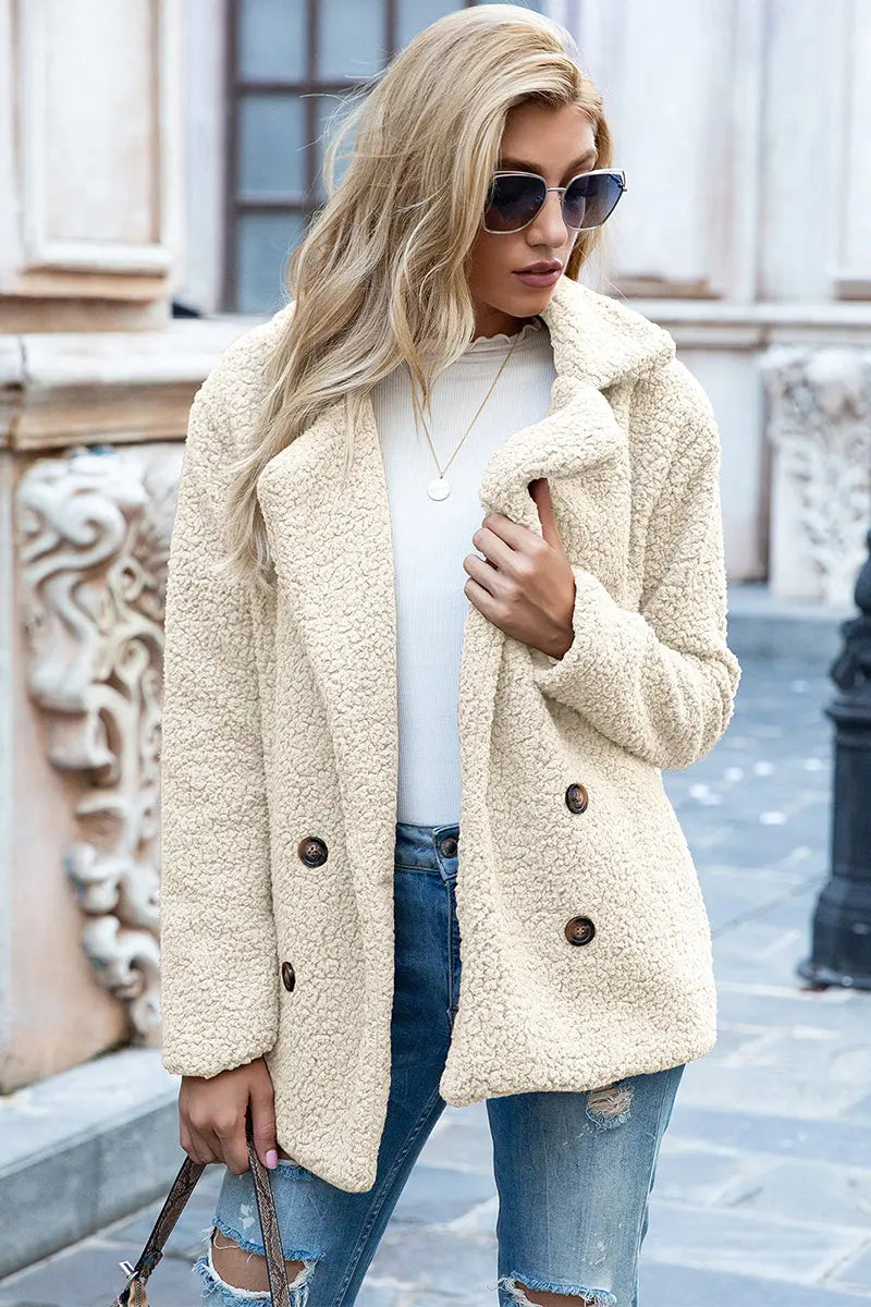 Ivy Lane Full Size Lapel Collar Sherpa Coat Trendsi