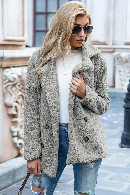 Ivy Lane Full Size Lapel Collar Sherpa Coat Trendsi