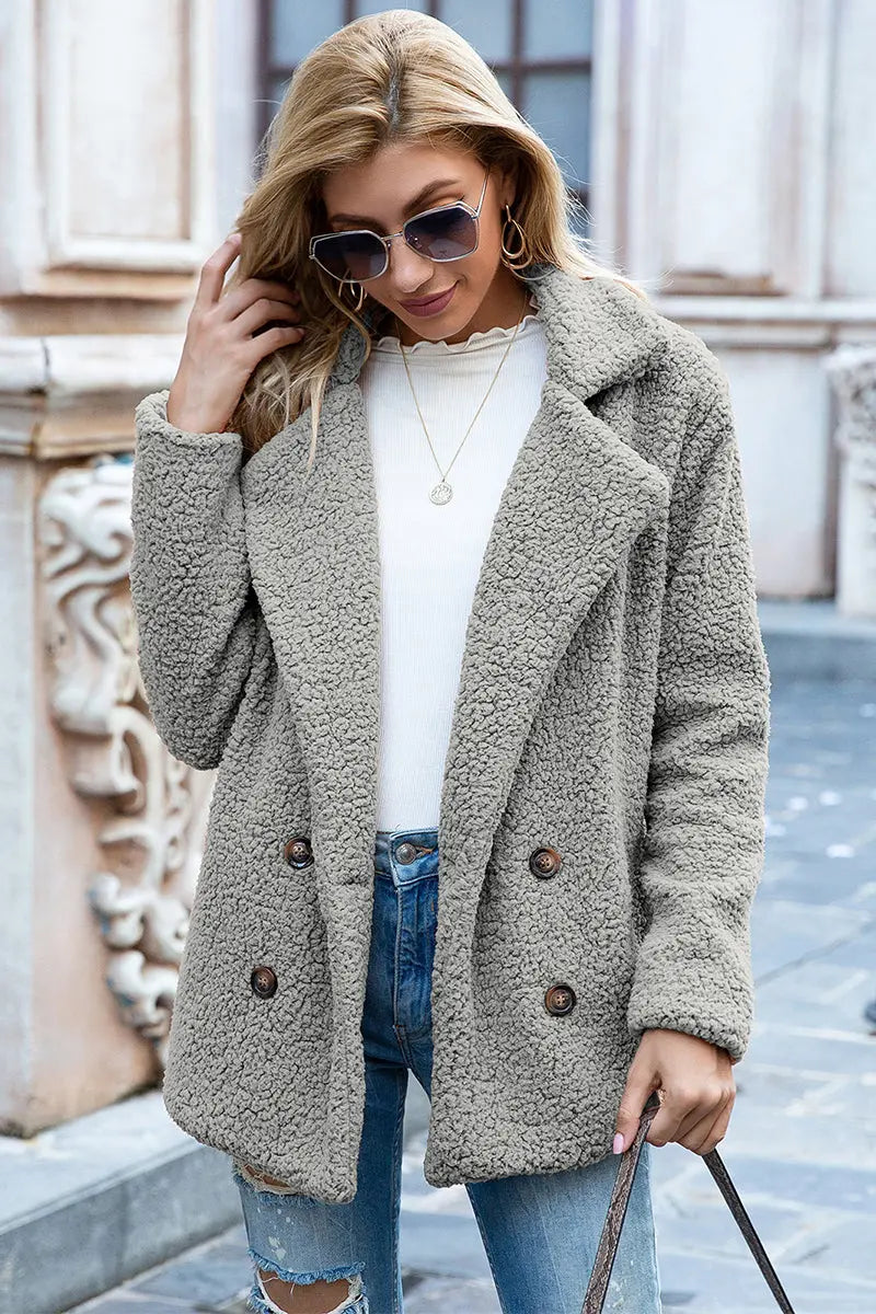 Ivy Lane Full Size Lapel Collar Sherpa Coat Trendsi