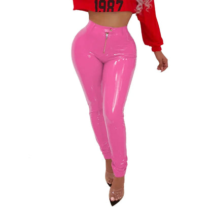 Leather pants high elasticity plus velvet thick PU Trendsi