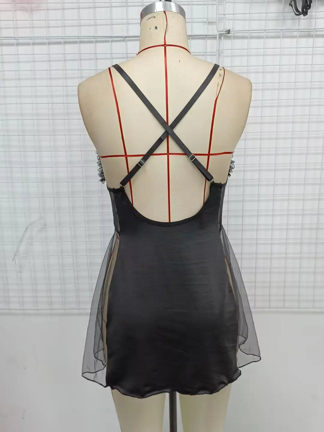 Lingerie Suspender Skirt See-through Blouse Backless shuna&