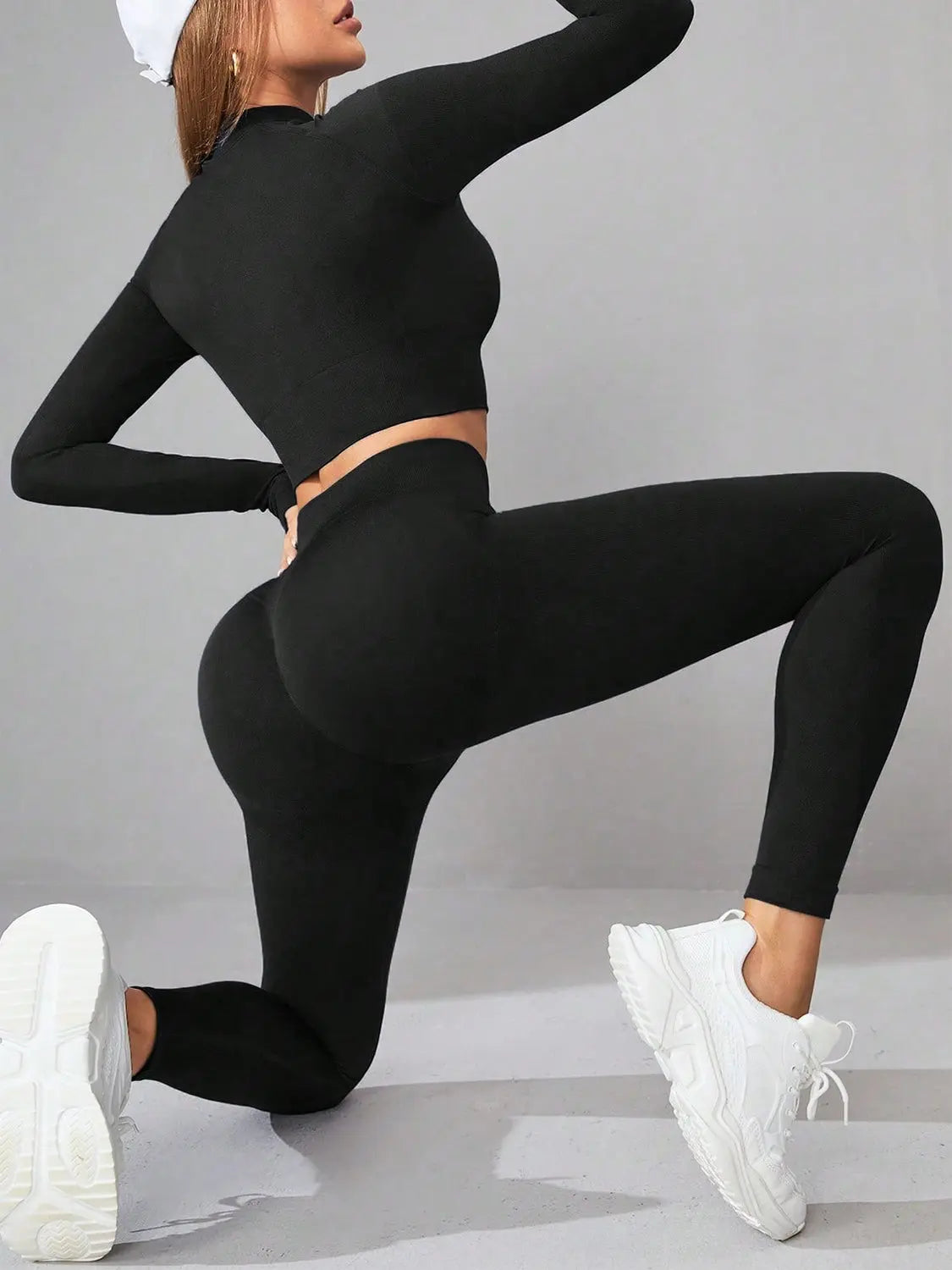 Mock Neck Long Sleeve Top and Leggings Active Set Trendsi