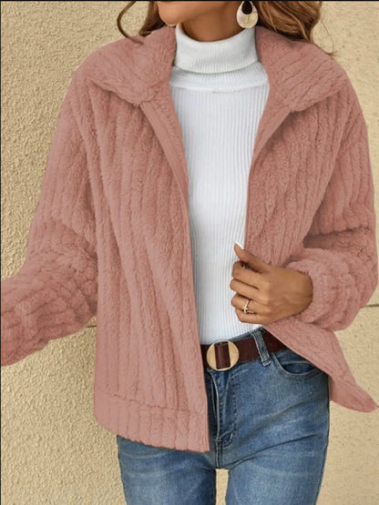 Plush Zip Up Long Sleeve Jacket Trendsi