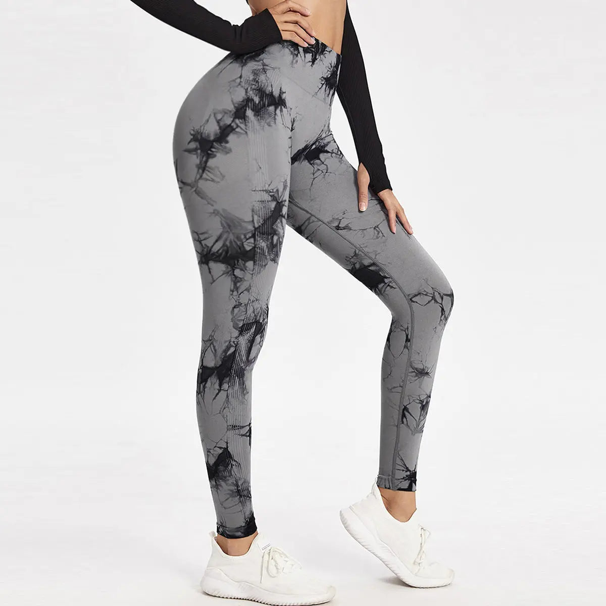 Printed High Waist Hip Lifter Sports Running And Fitness Trousers shuna&