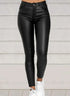 Pure Color PU Sexy Leather Pants Casual Feet Pants Women Trendsi