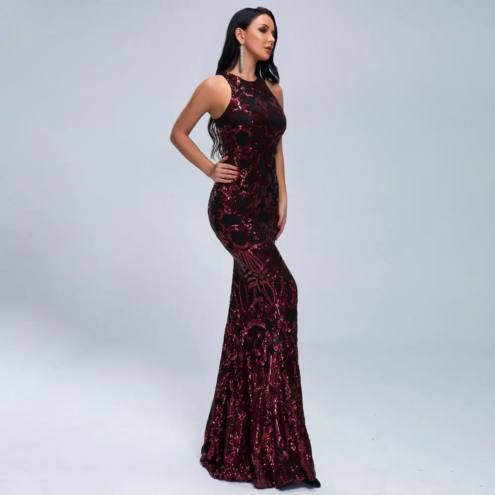 Retro sequin party evening dress