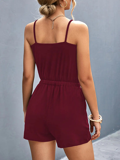 Scoop Neck Romper with Pockets Trendsi