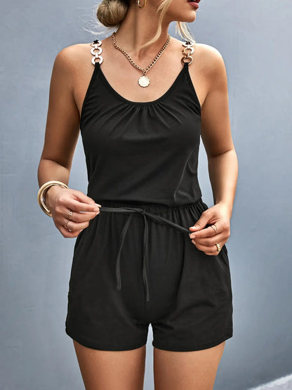 Scoop Neck Romper with Pockets Trendsi