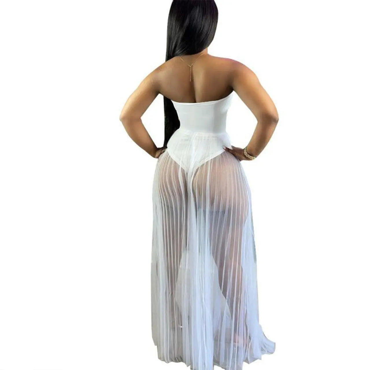 Sexy Mesh See-through Dress With Wrapped Chest shuna&