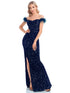 Temperament Split Fishtail Dress Long Bridesmaid Toast Dress shuna&