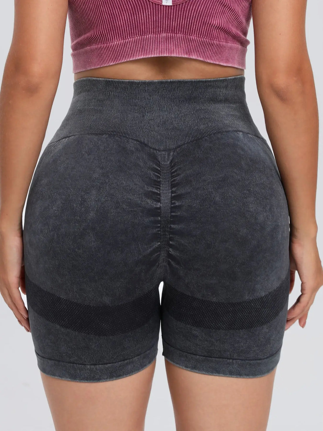 Washed High Waist Active Shorts Trendsi