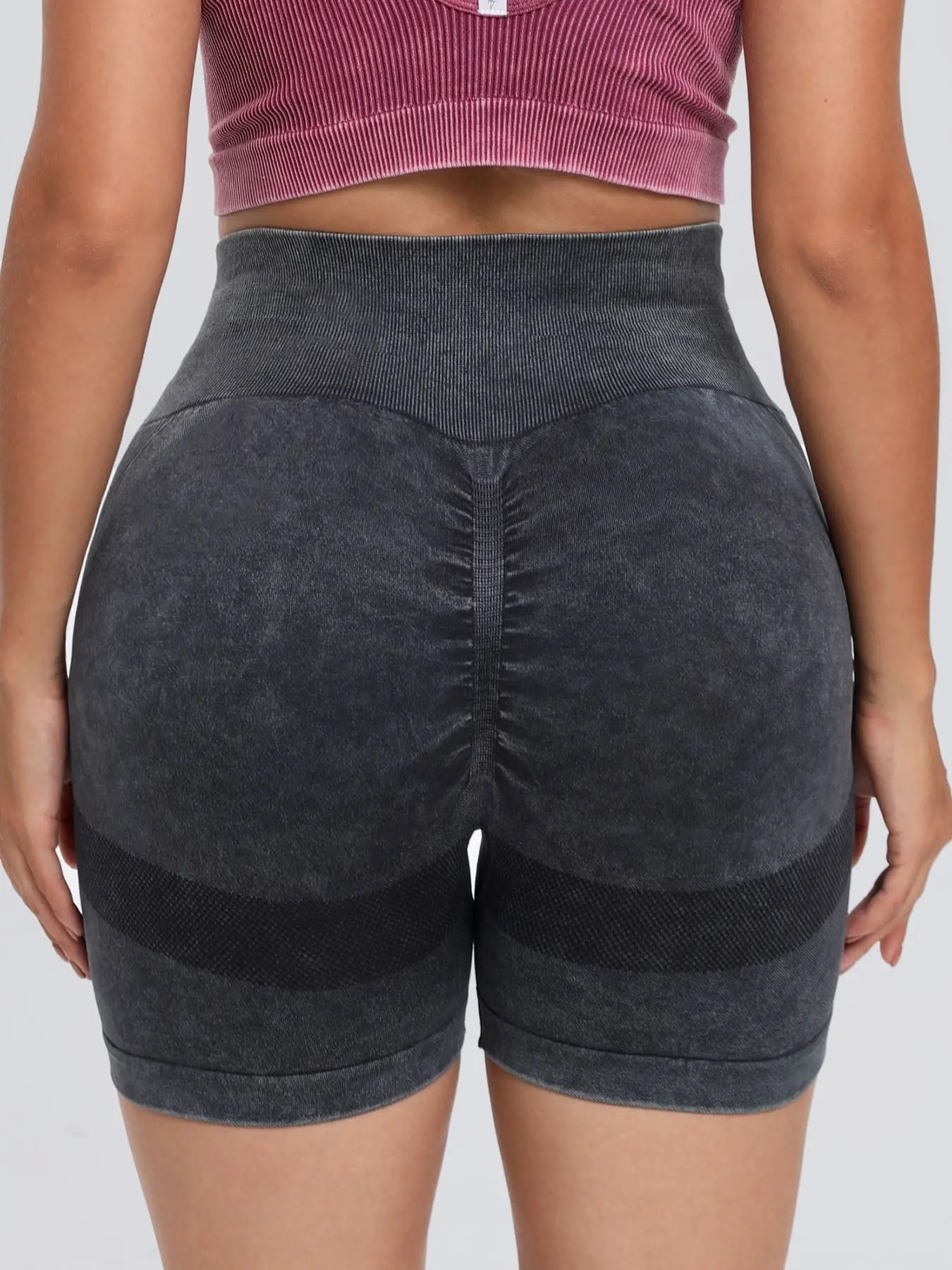 Washed High Waist Active Shorts Trendsi