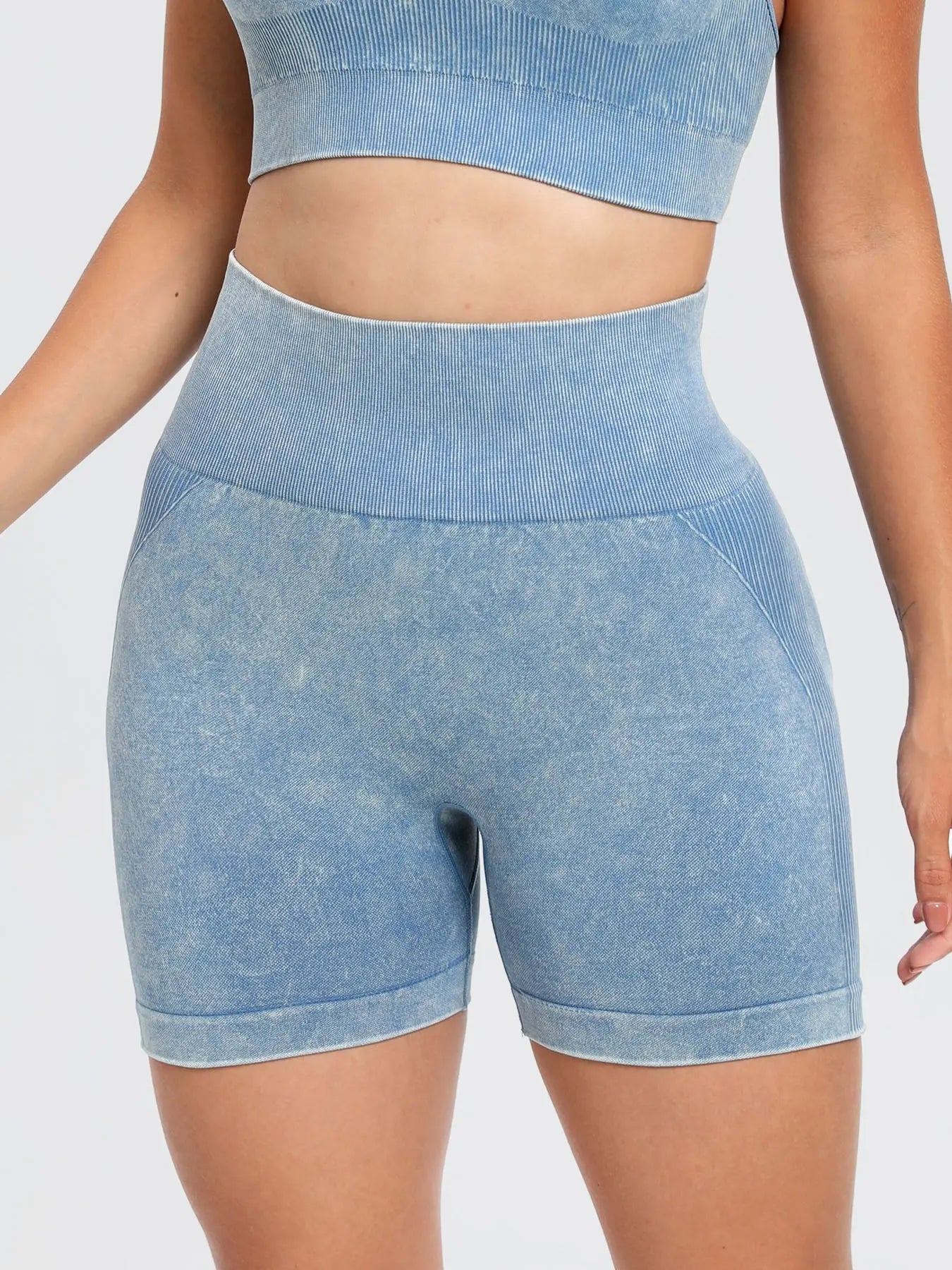 Washed High Waist Active Shorts Trendsi