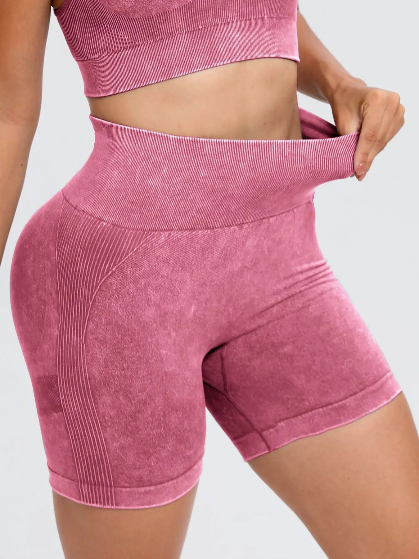 Washed High Waist Active Shorts Trendsi