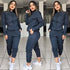 Womens Solid Color Long Sleeve Pants Suit Motion Twinset Two Pieces Fitness Clothing Casual Suit Two-piece Sets shuna&