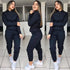 Womens Solid Color Long Sleeve Pants Suit Motion Twinset Two Pieces Fitness Clothing Casual Suit Two-piece Sets shuna&