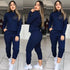 Womens Solid Color Long Sleeve Pants Suit Motion Twinset Two Pieces Fitness Clothing Casual Suit Two-piece Sets shuna&